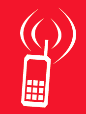 white cell phone on a red background