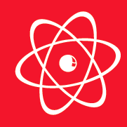 nuclear logo with red background