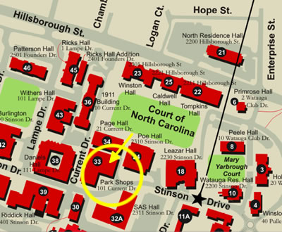 map to park shops at ncsu
