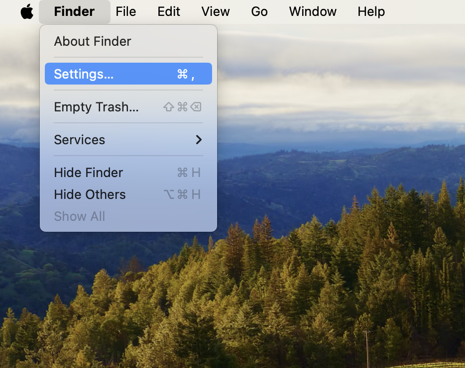 Finder Menu