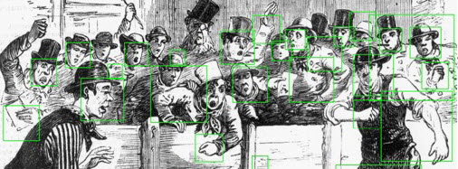 Face detection errors in an illustration of a crowded dog fight in the IPNW